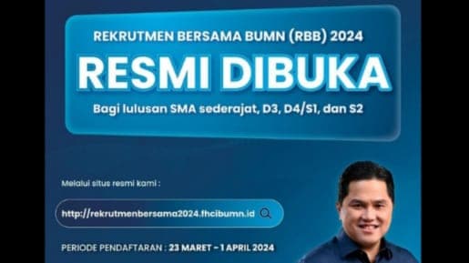 Resmi Dibuka Rekrutmen Bersama BUMN 2024 Hari Ini, Berikut Link dan Syarat-Cara Daftarnya