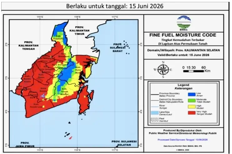 BMKG Sebut Kalimantan Selatan Didominasi Zona Merah Karhutla dan Minta Warga Tingkatkan Kewaspadaan