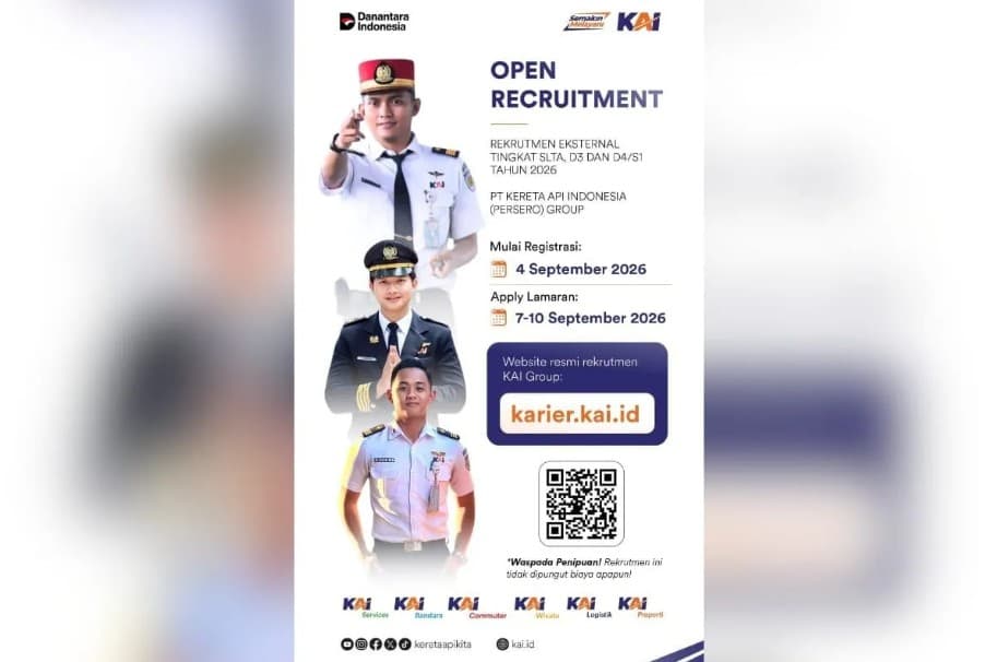 KAI Group Buka Rekrutmen 2026 Mulai 4 September, Lulusan SLTA hingga S1 Bisa Mendaftar