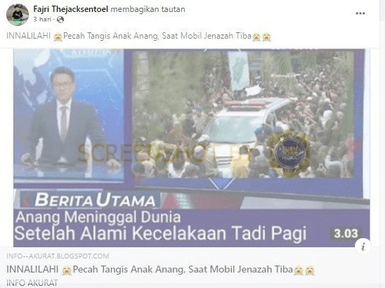 Anang Hermansyah Meninggal Dunia, Cek Faktanya