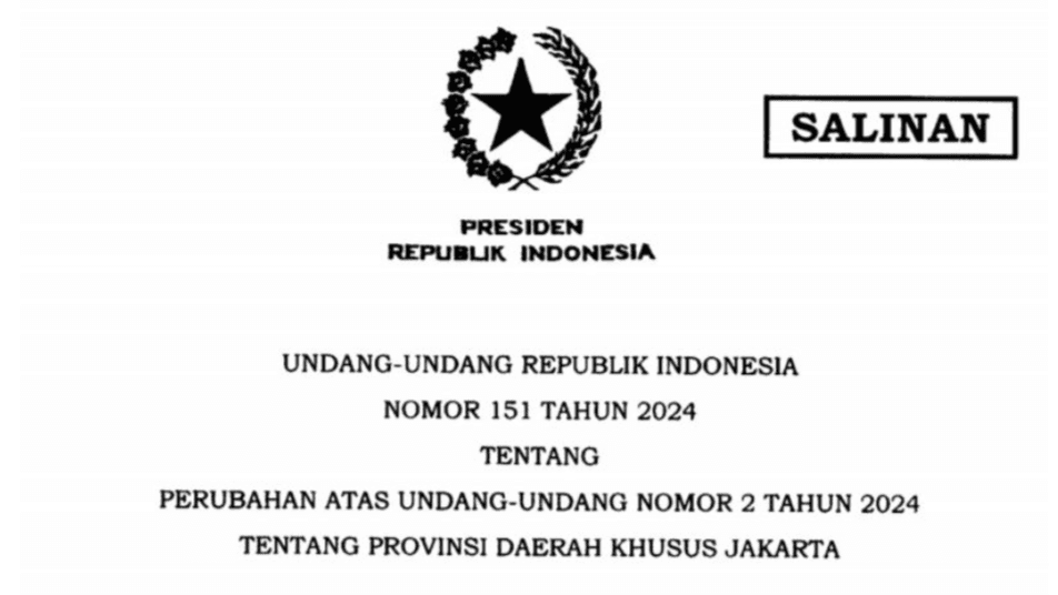 Presiden Prabowo Tanda Tangani UU Nomor 151/2024: Perubahan Nomenklatur Jakarta Pasca Pilkada 2024