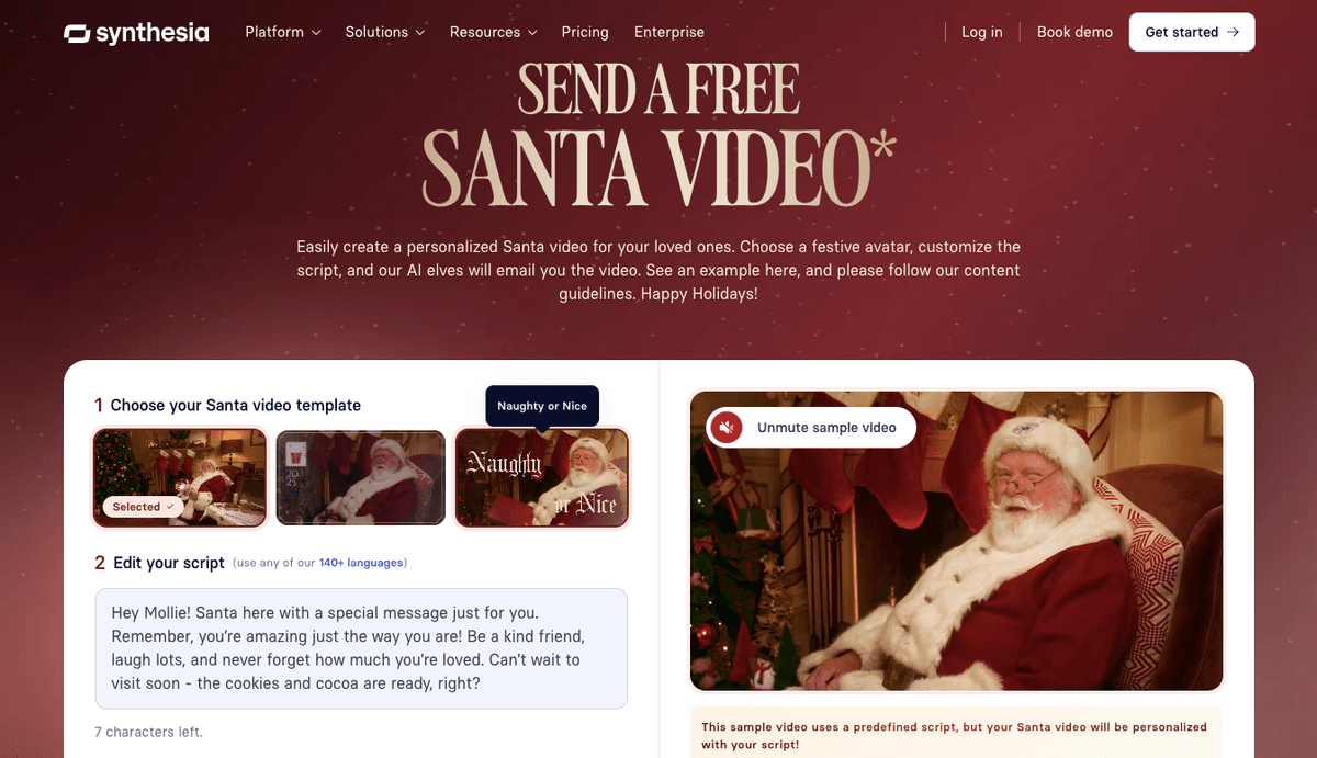 Kirim Pesan Natal Spesial dari Santa dengan Teknologi AI Synthesia