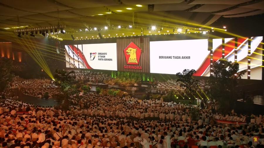 Prabowo Hadiri HUT ke-17 Gerindra, Jokowi-Gibran Turut Mendampingi
