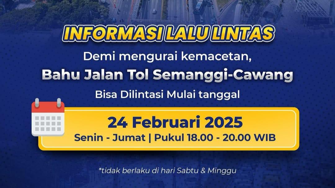 Antisipasi Mobil Ngantri, Polda Metro Jaya Izinkan Penggunaan Bahu Jalan Tol Jakarta di Jam Sibuk