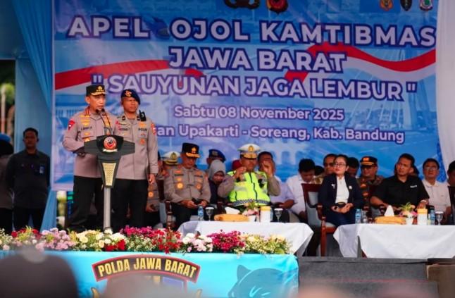 Kapolri Minta Pengemudi Ojek Daring Bantu Jaga Kamtibmas dalam Apel 5.000 Mitra di Bandung