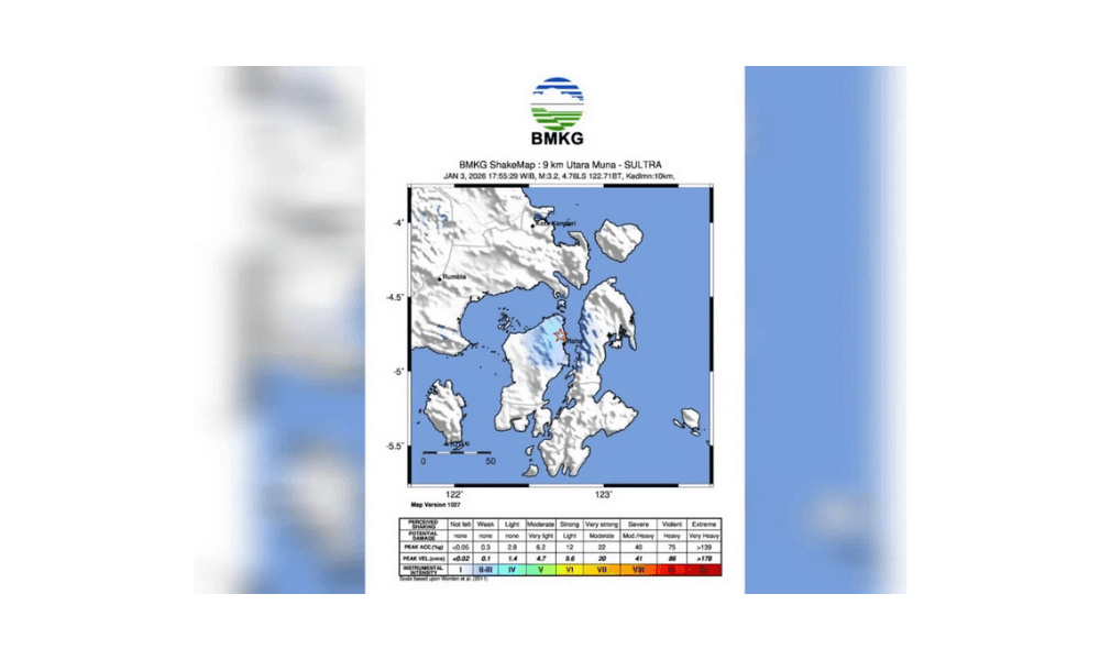 Gempa Magnitudo 3,4 Guncang Muna dan Muna Barat, BMKG Sebut Akibat Aktivitas Sesar Kolaka
