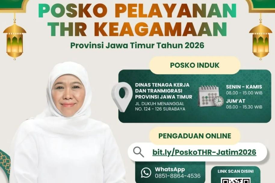 Pemprov Jawa Timur Buka 54 Posko THR Keagamaan 2026 untuk Pastikan Hak Pekerja Terpenuhi