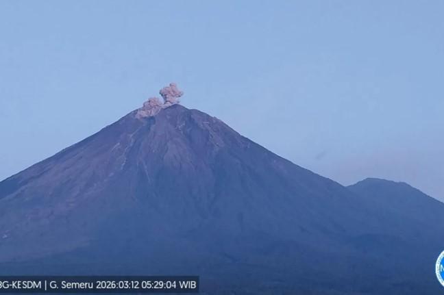 Gunung Semeru Empat Kali Erupsi, Kolom Abu Capai 600 Meter