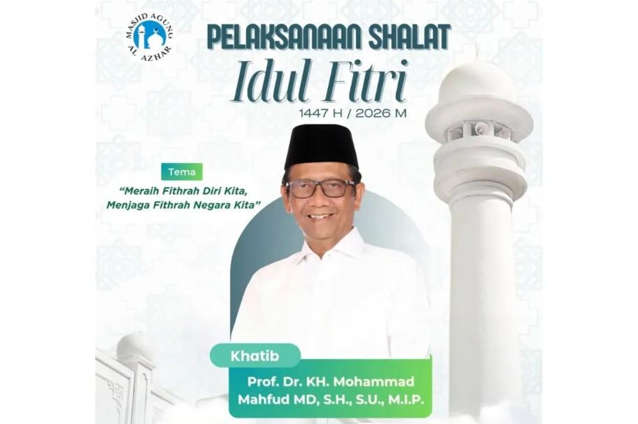 Mahfud MD Jadi Khatib Shalat Idul Fitri 1447 H di Masjid Al-Azhar Jakarta Selatan