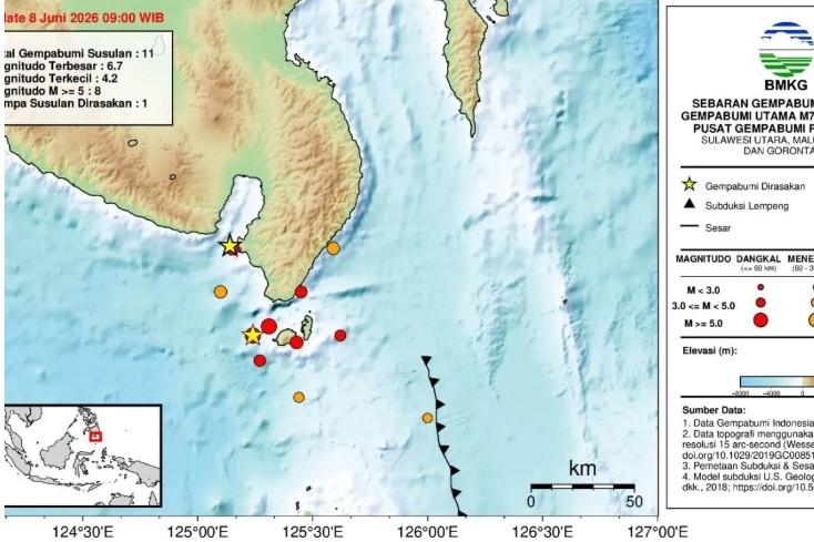 BMKG Catat 20 Gempa Susulan Usai Gempa Magnitudo 7,7 di Selatan Mindanao Filipina