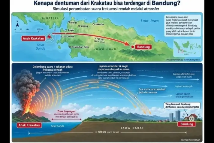 Badan Geologi Duga Erupsi Anak Krakatau Picu Dentuman hingga Jawa Barat, Banten, dan Lampung